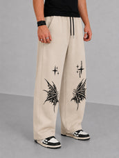 Gothic Perfect Print Beige Barrel Fit Pant