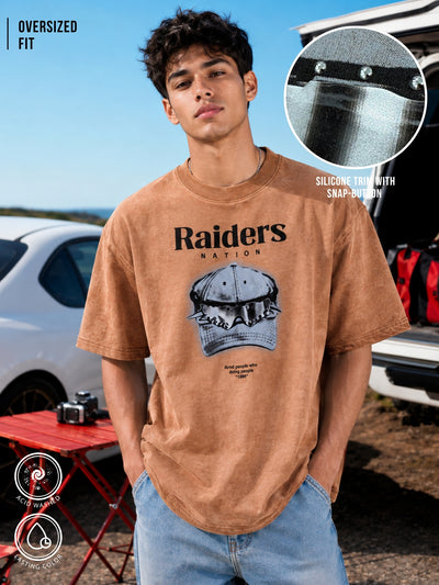 AcidWash Raider Mustard Half Sleeve T-Shirt