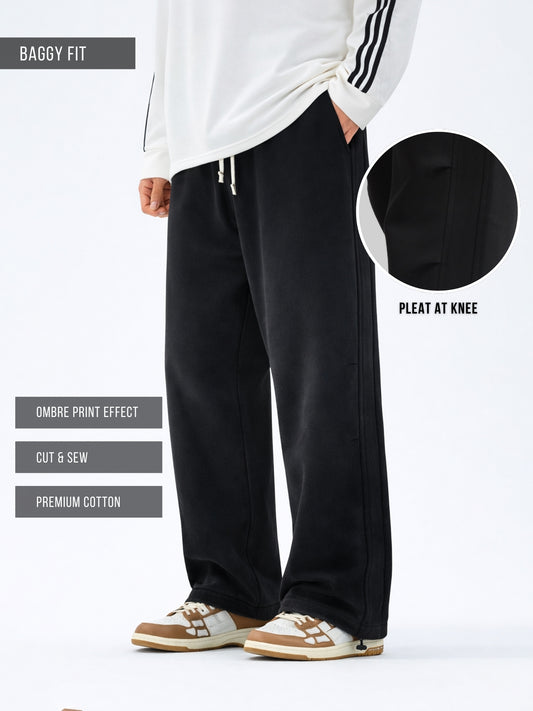 Black Ombre Print Baggy Fit TrackPant