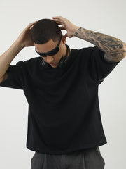 Black Confidence Half Sleeve Boxy T-Shirt