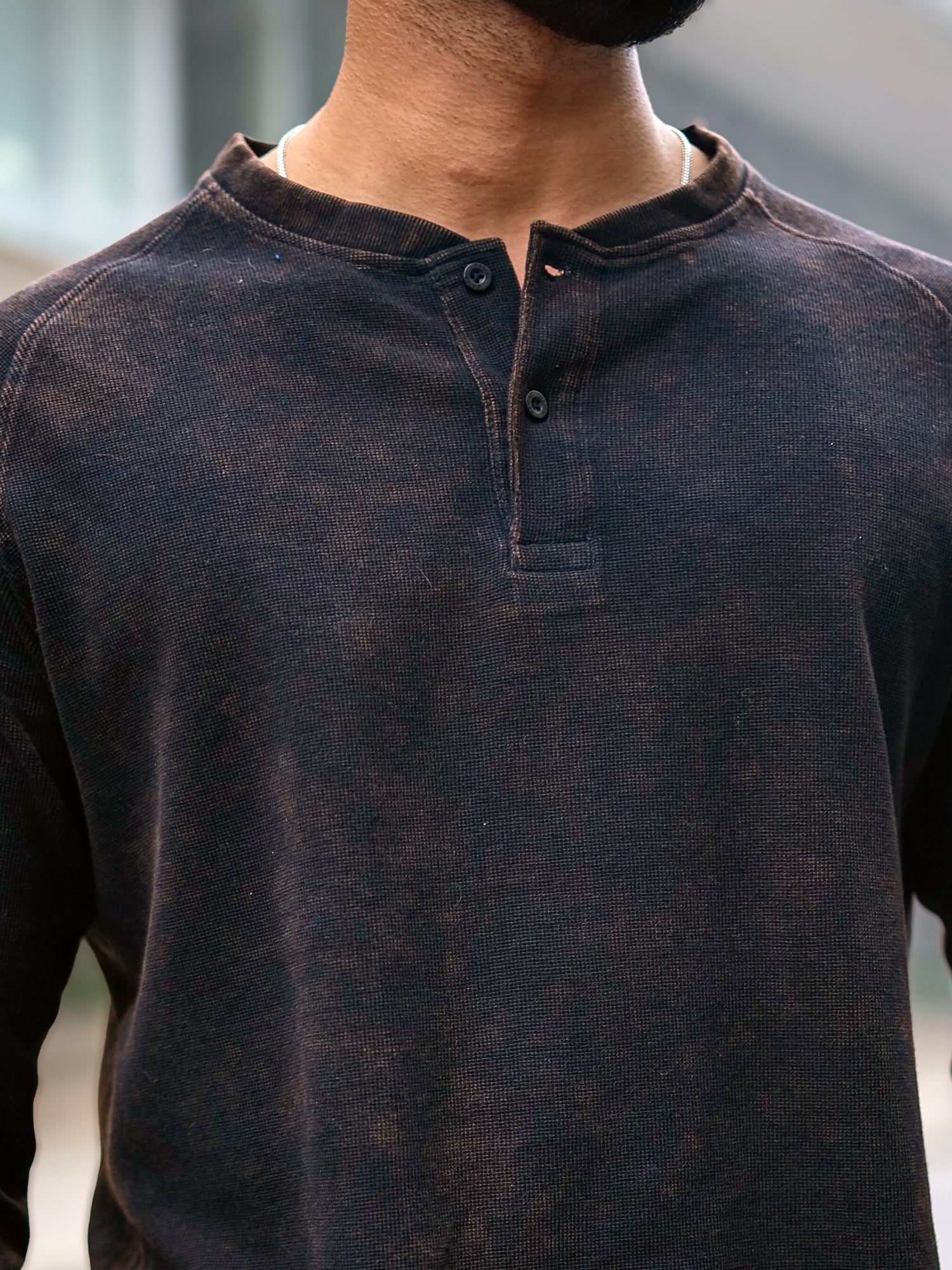 Waffle Acid Wash Black Tshirt