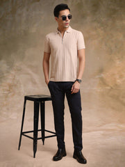 Matrix Knit Butterscotch Half Sleeve Polo T-Shirt