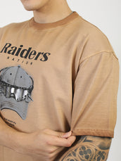 AcidWash Raider Mustard Half Sleeve T-Shirt