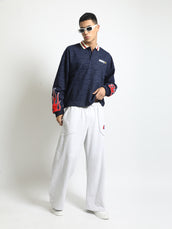 Barrel Fit Melange Embroidered Trackpant