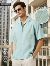 Midnight Flore Aqua Blue Shirt