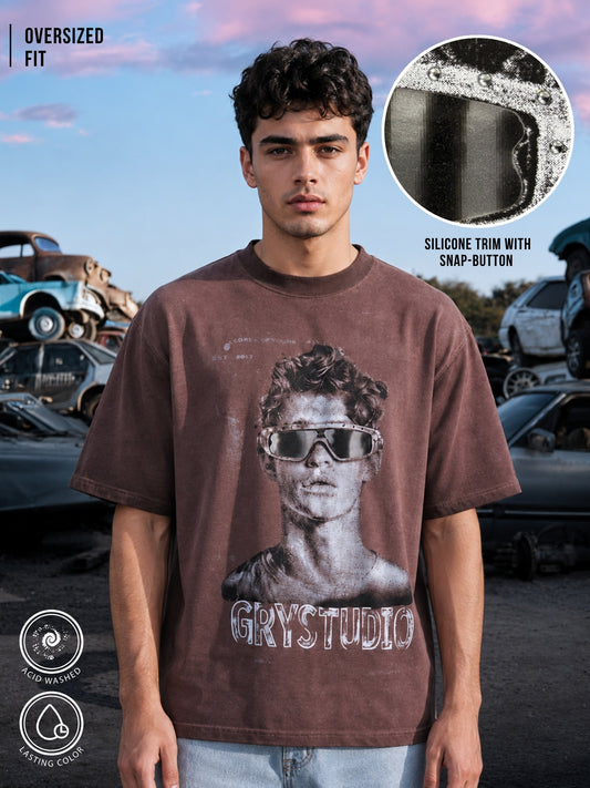 AcidWash Dusty Pink Half Sleeve T-Shirt