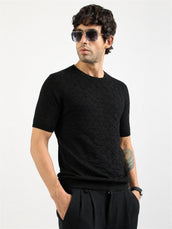 Crown Knit Black Half Sleeve T-Shirt
