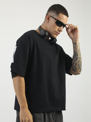Black Confidence Half Sleeve Boxy T-Shirt
