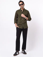 Soft Twill Olive Full Sleeve Shirt