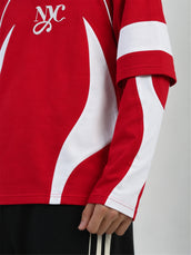 Colorblock Nyc Red Doctor Sleeve T-Shirt
