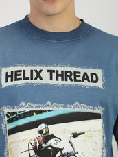 AcidWash Helix Denim Blue Half Sleeve T-Shirt