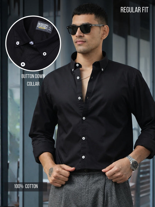 Soft Twill Black Full Sleeve Shirt