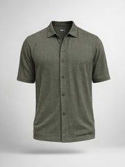 Matrix Knit Dark Grey Half Sleeve Shirt
