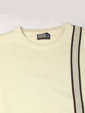 Racer Stripe FlatKnit Cream Half Sleeve T-Shirt