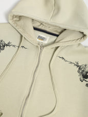 Dual Zipper Cream Full Sleeve Sweatshirt