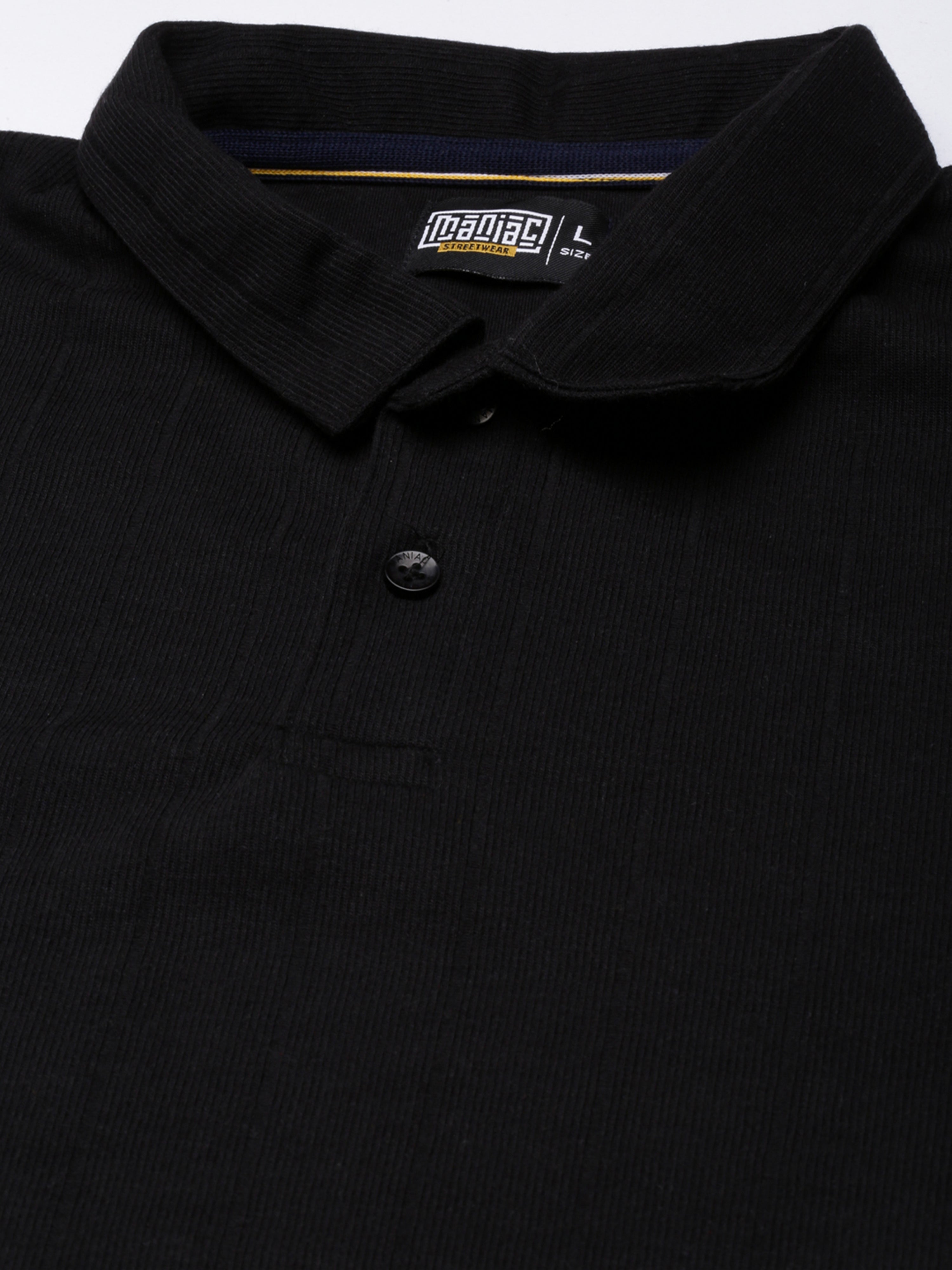 Brooklyn Black Solid Polo T-Shirt