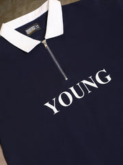 Young Navy Half Zipper Polo Half Sleeve T-Shirt