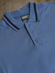 Pointel Half Button Denim Blue Half Sleeve Polo T-Shirt