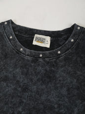 Washed Stud Black Sleeveless T-Shirt