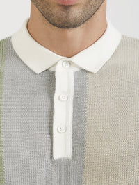 Cream Clayknit Half Sleeve Polo T-Shirt