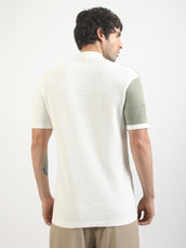 Cream Clayknit Half Sleeve Polo T-Shirt