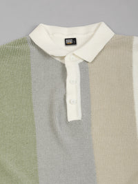 Cream Clayknit Half Sleeve Polo T-Shirt