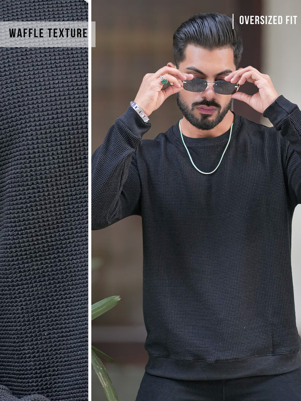 Hex Weave Black Full Sleeve T-Shirt