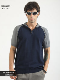 Classknit Navy FlatKnit Half Sleeve T-Shirt