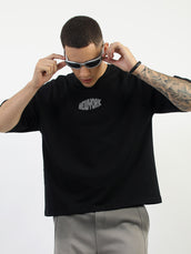 Gothic Newyork Half Sleeve Black Boxy T-Shirt