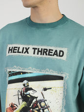 AcidWash Helix Aqua Blue Half Sleeve T-Shirt