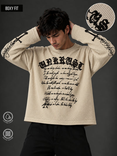 Wordings Biscuit Waffle Full Sleeve T-Shirt