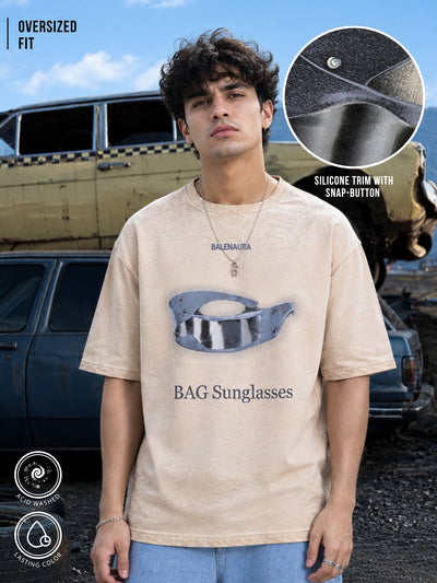 AcidWash Sunglass Biscuit Half Sleeve T-Shirt