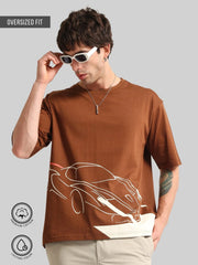 Race Car Brown, Cream Half Sleeve T-Shirt