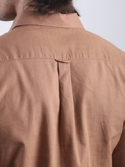 Cotton Linen Mocha Brown Full Sleeve Shirt