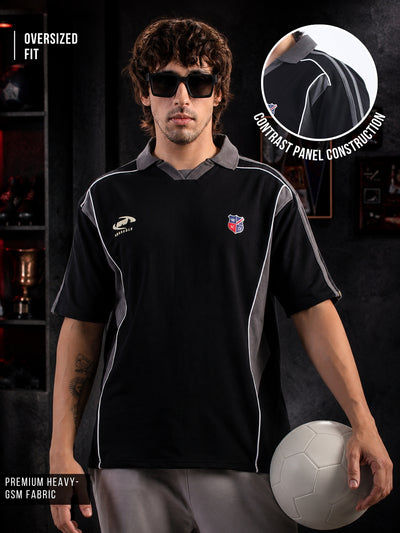 Adorable Black, Grey Half Sleeve Polo T-Shirt