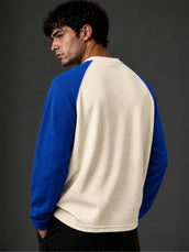 Blessed Cream and Royal Blue Waffle Full Sleeve T-Shirt