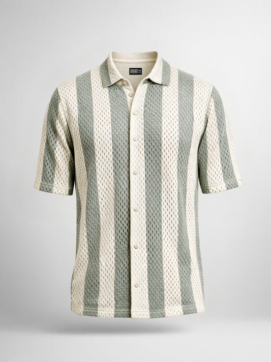 Resort Knit Green Half Sleeve Shirt