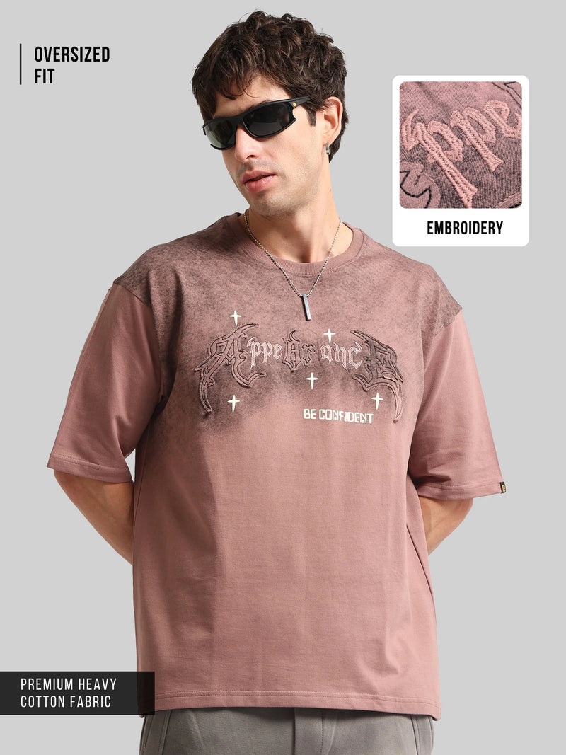 Appearance Patch Dusty Pink Half Sleeve T-Shirt