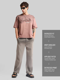Appearance Patch Dusty Pink Half Sleeve T-Shirt