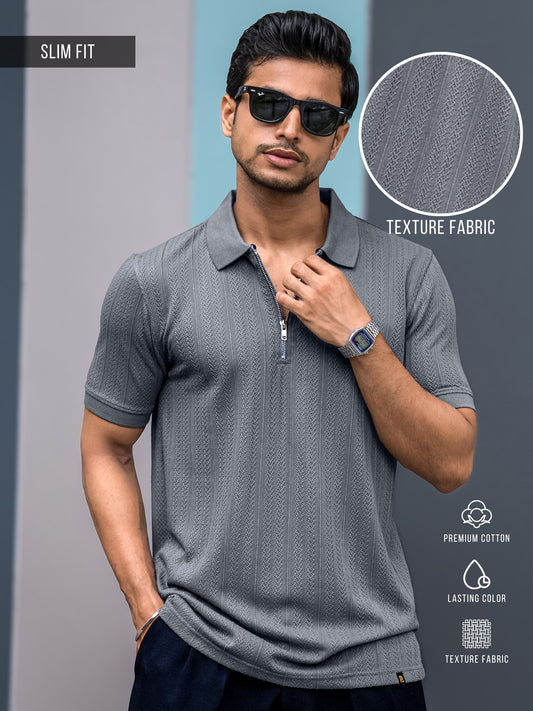 Ozone Grey Half Sleeve Polo T-Shirt