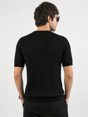 Crown Knit Black Half Sleeve T-Shirt