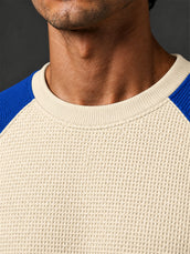 Blessed Cream and Royal Blue Waffle Full Sleeve T-Shirt