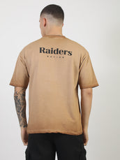 AcidWash Raider Mustard Half Sleeve T-Shirt