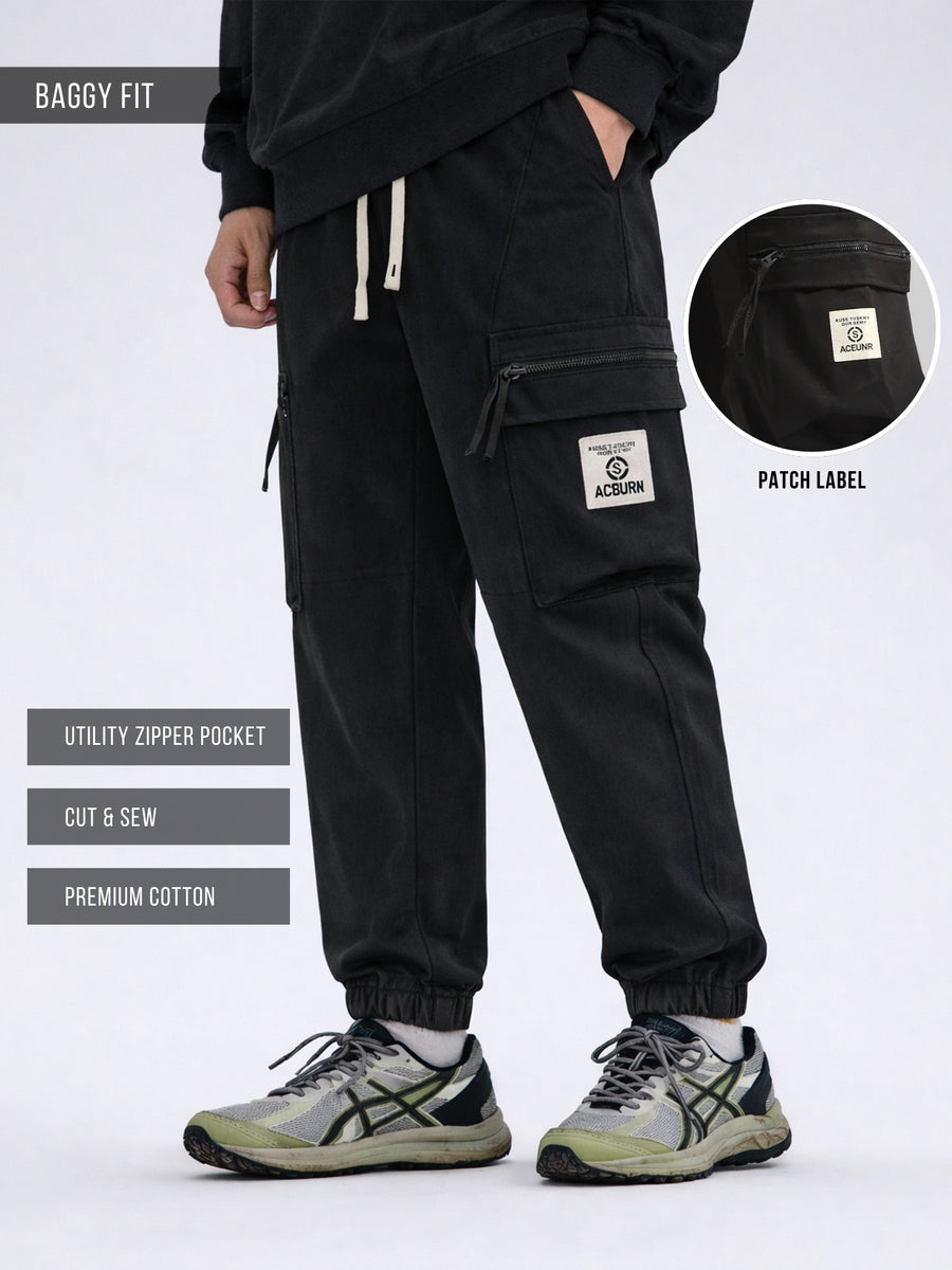 Black Cargo Pant with Side Patch Pocket
