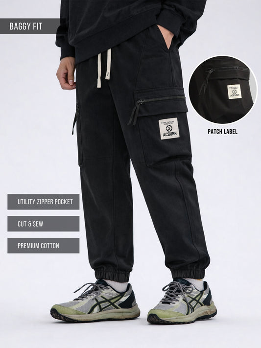 Black Cargo Pant with Side Patch Pocket