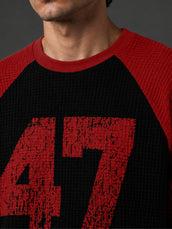 Waffle 47 Red Full Sleeve T-Shirt