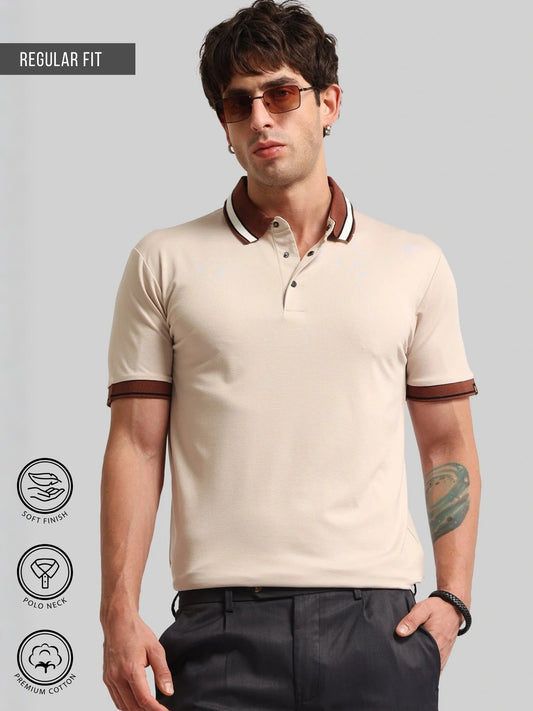 Contrast Collar Biscuit Half Sleeve Polo T-Shirt