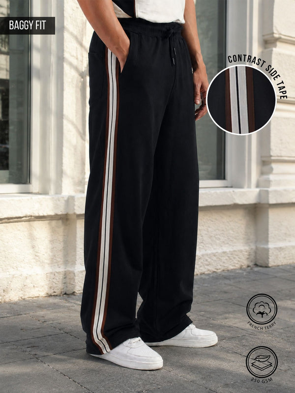 Black vancouver baggy track pants for men