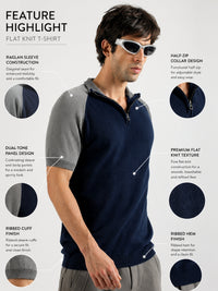 Classknit Navy FlatKnit Half Sleeve T-Shirt