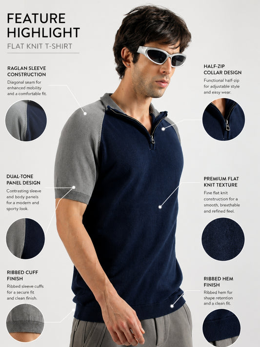 Classknit Navy FlatKnit Half Sleeve T-Shirt